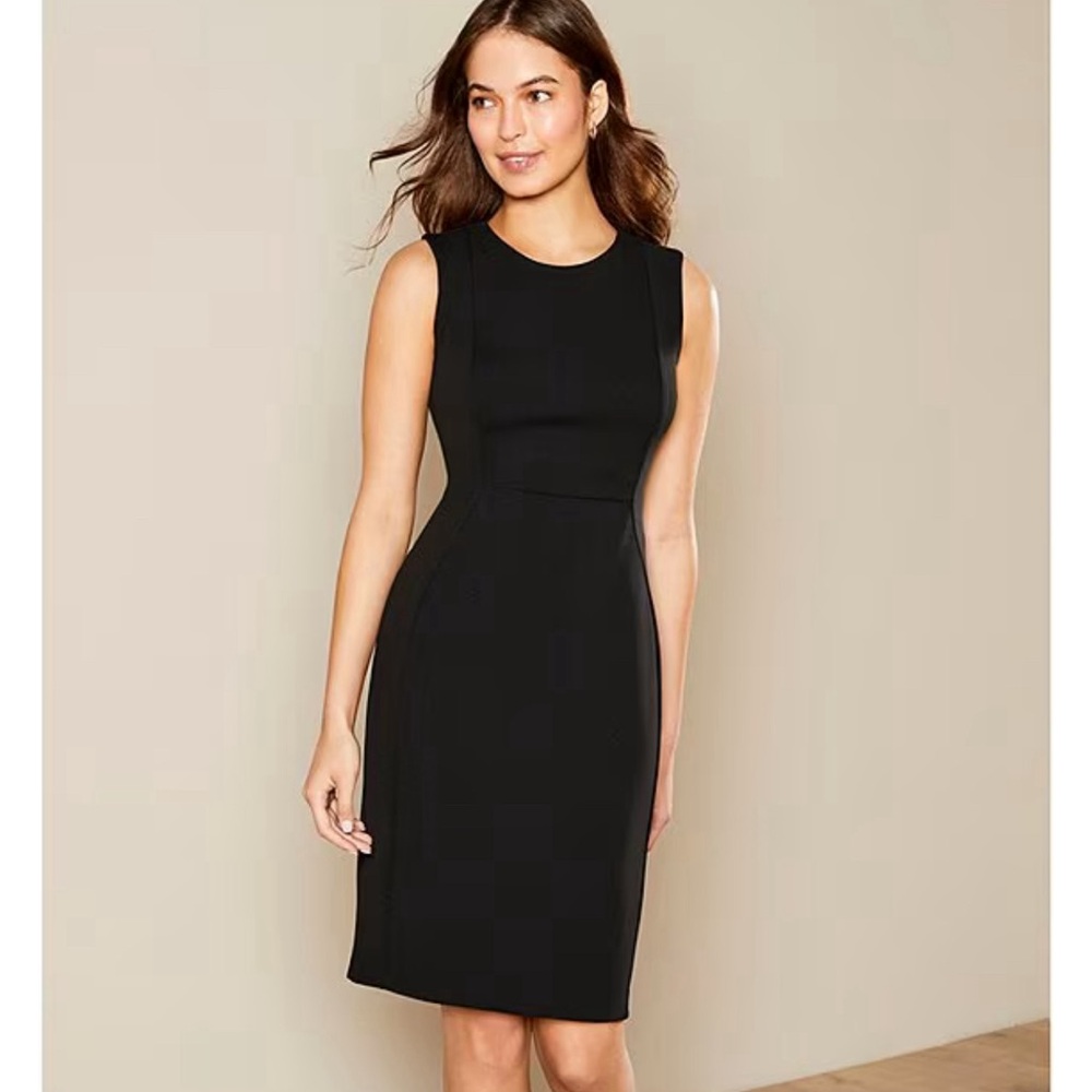 Calvin Klein Black Sleeveless Sheath Dress Size 10 Work Cocktail Midi